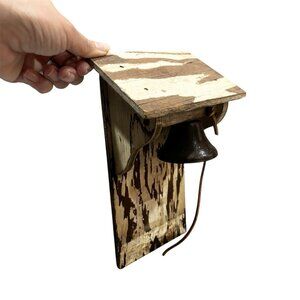 Vintage Dinner Bell Wall Decor White Wood Chippy Farmhouse Accent Rustic Cabin